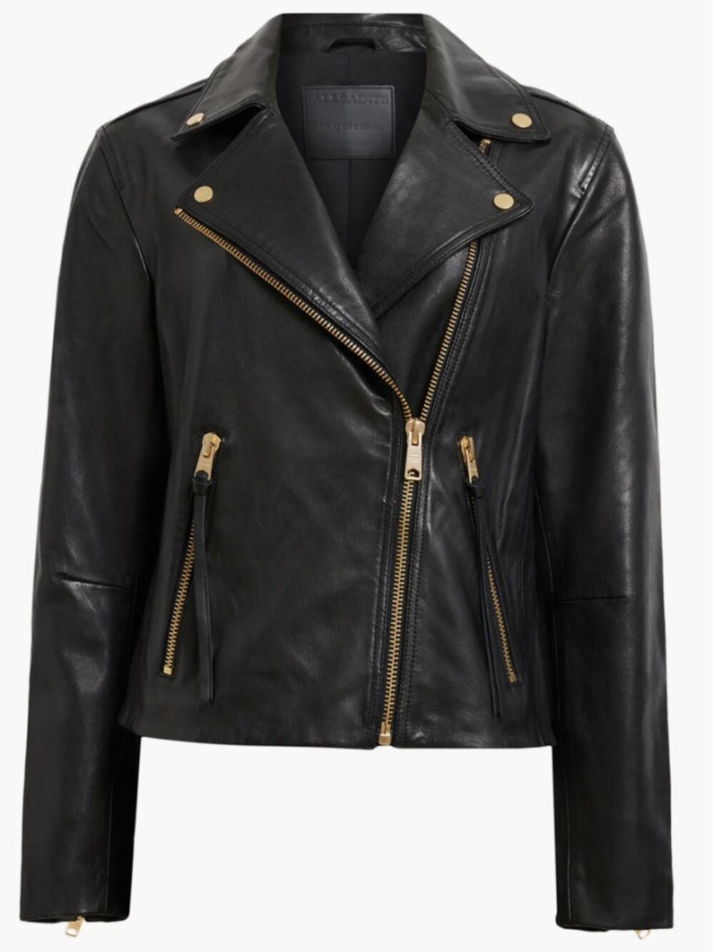 All Saints Dalby Black Leather Moto  Jacket
